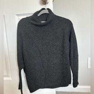 Lou & Grey Charcoal Oversized Mockneck Sweater, Medium